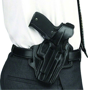 Galco FL226B Fletch  OWB Black Leather Belt Slide Compatible w/Glock 19 Gen1-5/19X/23 Gen2-5/32/45 Belt Up to 1.75" Wide Right Hand                                                                      (0H92V)