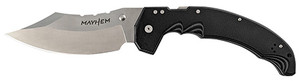 Cold Steel CSFL60DPLM Mayhem  6" Folding Clip Point Modified Cleaver Plain Satin AUS-10A SS Blade/7.20" Black Contoured G10 Handle Includes Pocket Clip                                                  (XC4L1)