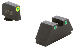 AmeriGlo GL333 Optic Compatible Sight Set for Glock  XL Tall Green Tritium LumiGreen Outline Front Sight-Green Tritium White Outline Rear Sight (GCFEJ)