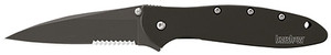 Kershaw 1660CKTST Leek  3" Folding Modified Drop Point Part Serrated Black DLC 14C28N Steel Blade Black DLC 410 Stainless Steel Handle Includes Pocket Clip                                              (ZSX3V)