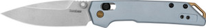 Kershaw 2051 Iridium  EDC Mini 3" Folding Spear Point Plain Stonewashed D2 Steel Blade, Ice Blue Aluminum Handle                                                                                         (62CM1)