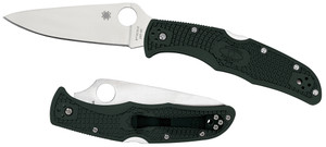 Spyderco C10FPGR Endura 4 Lightweight 3.75" Folding Clip Point Plain VG-10 SS Blade Green Bi-Directional Texturing FRN Handle Includes Pocket Clip                                                       (X0OAK)