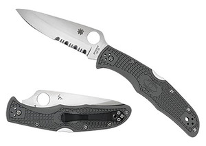Spyderco C10PSFG Endura 4 Lightweight 3.75" Folding Part Serrated Satin VG-10 SS Blade/Foliage Green Bi-Directional Texturing FRN Handle Includes Pocket Clip                                            (V2BQV)