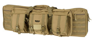 Rukx Gear ATICT42DBT Tactical Double Gun Case 42" Water Resistant Tan 600D Polyester w/ Non-Rust Zippers Reinforced Velcro & Adjustable Back Straps                                                      (80YTZ)