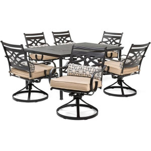 Montclair 7-Piece Dining Set with 6 Swivel Rockers and a 40" x 67" Dining Table (IZDV7)