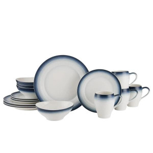 Swirl Ombre Blue 16-Piece Dinnerware Set (XZ4LO)