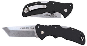 Cold Steel CS27BAT Recon 1 Mini 3" Folding Tanto Plain Stonewashed AUS-10A SS Blade/ Black Textured GRN Handle                                                                                           (FGOP8)