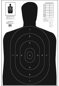 Action Target B27EBLACK100 Qualification Economy Silhouette Paper Hanging 23" x 35" Black/White 100 Per Box                                                                                              (5VG6K)