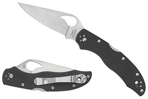 Spyderco BY01GPS2 Harrier 2  3.39" Folding Drop Point Part Serrated Stonewashed 8Cr13MoV SS Blade, Black Textured G10 Handle, Includes Pocket Clip                                                       (V27BH)