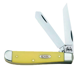 Case 00029 Trapper  Mini 2.70"/2.75" Folding Clip Point/Spey Plain Tumble Polish Chrome Vanadium Steel Blade/Smooth Yellow Synthetic Handle                                                              (JGXVC)
