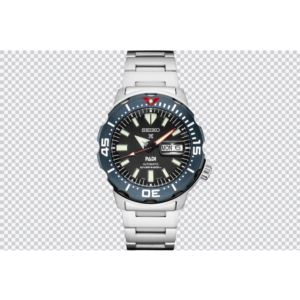 Seiko Automatic Diver, Ss, Black Dial, Blue Bezel, Monster Edges (F445A)