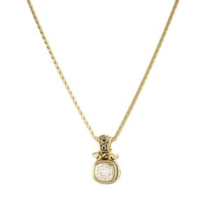 Anvil Gold & Pave Large Slider With Chain. Length: 18"Pendant: 1-1/4"L X 5/8"W (V9OKK)