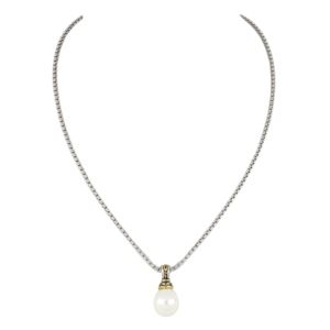 Ocean Images Collection Seashell Pearl Slider With Chain. Pendent: 1/2" X 1"Chain: 16" -18.5" (H1T0I)