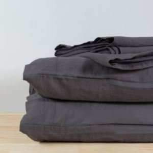 Stonewashed Linen Sheet Sets Cal King Charcoal (M80GL)