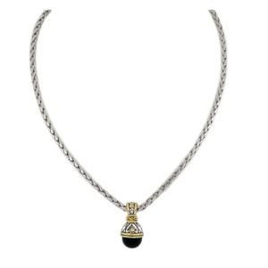 Large 12Mm Slider With Chain. Length: 16-18" Adjustable Pendant: 1-1/8"L X1/2"W. Black Onyx (EVX9U)