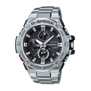 Mens G-Steel Mobile Link Silver-Tone Watch Black Dial (1BBOK)