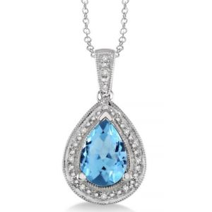 Blue Topaz And Diamond Necklace (F2IU0)