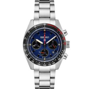 Seiko Mens Prospex Ss Solar Chronograph Dark Blue W/Red Accents Dial, Ss Bracelet (ZBODR)