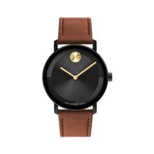 Movado Bold Evolution 2.0 Gents. Black Ip Case. Black Dial. Cognac Leather Strap (IB9W2)