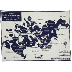 Faribault Mills Lake Minnetonka Map Wool Throw (MBQ33)