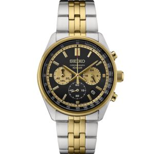 Seiko Essentials Tt Chronograph Black Dial, Gold Accents, Gold/Silver Bracelet (VWZZG)