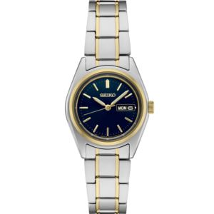Seiko Ladies Essentials, Quartz, Dark Blue Dial, 2 Tone Bracelet Silver/Gold (WDJOU)