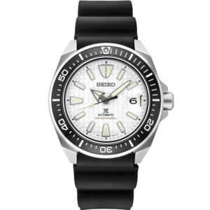 Seiko Prospex Automatic Diver, White Dial, Date, Black Silicone Strap (YBTXP)