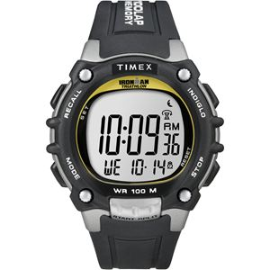 Men's Ironman Traditional 100-Lap Silver-Tone/Black Resin Strap Watch (M4P08)