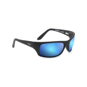 Peahi Polarized Sunglasses Black Matte Frame Blue Hawaii Lens (YT7N6)