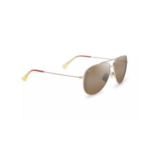 Hau'oli Xl Polarized Sunglasses Shiny Light Gold Frame Hcl Bronze Lens (JBFBO)