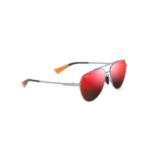 Waiwai Polarized Sunglasses Shiny Ruthenium Frame Hawaii Lava Lens (7GAVA)