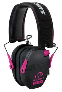Walker's GWPRSEMPNK Razor Slim Electronic Muff 23 dB Over the Head Black Polymer w/Pink Accents (YNGAT)