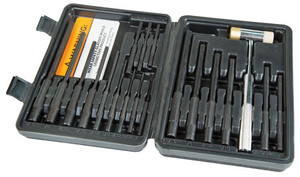 Wheeler 110128 Master Roll Pin Punch Set Steel Universal Knurled Handle 19 Pieces (OVCA9)