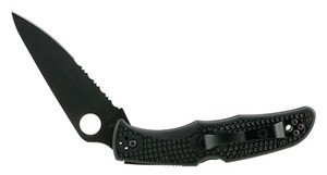 Spyderco C10PSBBK Endura 4 Lightweight 3.75" Folding Clip Point Part Serrated Black TiCN VG-10 SS Blade Black  Textured FRN Handle Includes Pocket Clip                                                  (WKGZX)