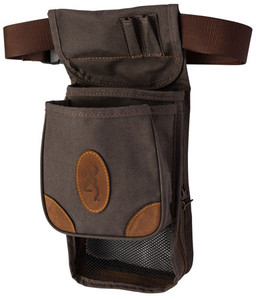 Browning 121388693 Lona Deluxe Shell Pouch Flint Canvas/Leather Belt Mount Adjustable (YXZ1T)