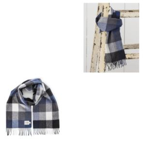 Navy Grey Merino Scarf (V4WAV)