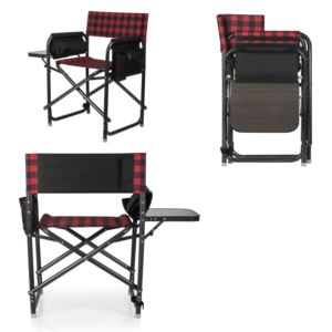 Outdoor Directors Folding Chair Red & Black Buffalo Plaid Pattern (4E94C)