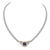Nouveau Double Strand Necklace. Large Color Cz, Amethyst.  16" L, Settings 1" Lx1/2"W. Rhodium Chain (JGV2G)