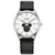 Unisex Mickey Mouse Black Leather Strap, Silver-White Dial (P6UBT)