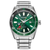 Men's Mickey Sport Silver-Tone Stainless Steel Bracelet, Green Dial (8II65)