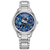 Ladies Minnie Mouse Silver-Tone Stainless Steel Bracelet, Blue Dial (0NZOP)