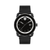 Men's Bold Tr90 Silver & Black Leather Strap Watch Black Dial (9QFBJ)