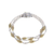 Two Tone- Rhodium And Gold- Beaded Triple Strand Bracelet 7"- Rhodium And Gold (ISKMX)