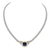 Nouveau Double Strand Necklace. Large Color Cz, Indigo. 16" L, Settings 1" Lx1/2"W. Rhodium Chain (1NCZ6)