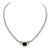 Nouveau Double Strand Necklace. Large Color Cz, Black.  16" L, Settings 1" Lx1/2"W. Rhodium Chain (9JTS7)