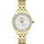Seiko Ladies Crystal Silver Patterned, All Gold, Swarovski Crystals Bezel (9UZ7K)
