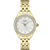 Seiko Ladies Crystal Silver Patterned, All Gold, Swarovski Crystals Bezel (9UZ7K)