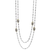 Beaded Long Strand Necklace. 38" L. Rhodium & Gold. (LEG6R)