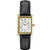 Seiko Essentials Leather Strap White Dial Gold Bezel Rectangle Case Roman Numerals Leather Strap (AQX0C)