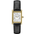 Seiko Essentials Leather Strap White Dial Gold Bezel Rectangle Case Roman Numerals Leather Strap (AQX0C)
